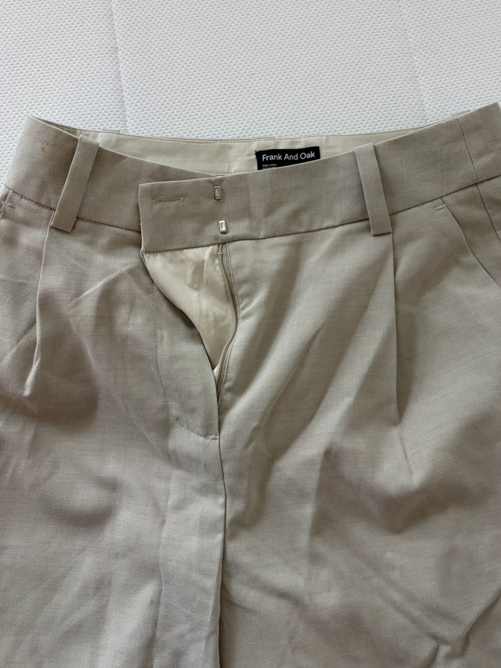 Frank And Oak Beige Pleated Dress Pants